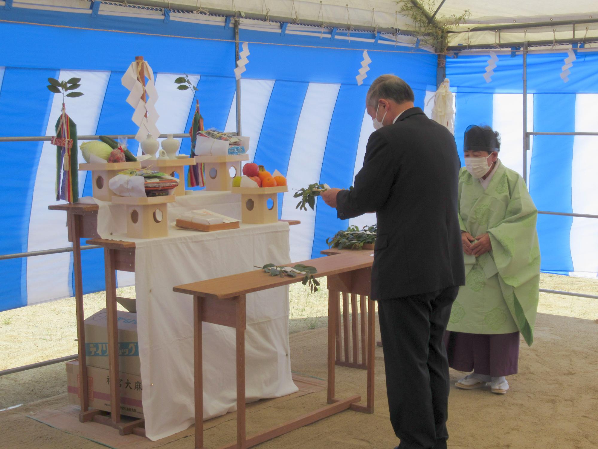 公民館・郷土資料館建設祈願祭 玉串奉典