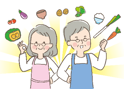 野菜と老夫婦