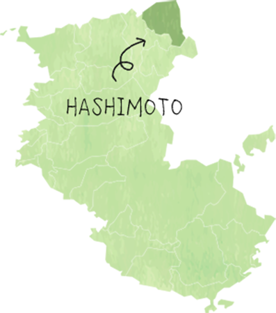 橋本市の地図。和歌山県の北東端の県境付近に位置する。